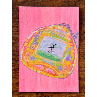 90s Nostalgia Compu Kitty Giga Pet Virtual Pet aceo art card thumbnail 1