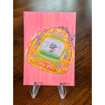 90s Nostalgia Compu Kitty Giga Pet Virtual Pet aceo art card thumbnail 2