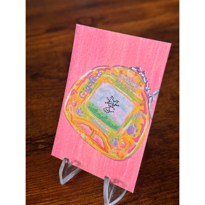 90s Nostalgia Compu Kitty Giga Pet Virtual Pet aceo art card thumbnail 3