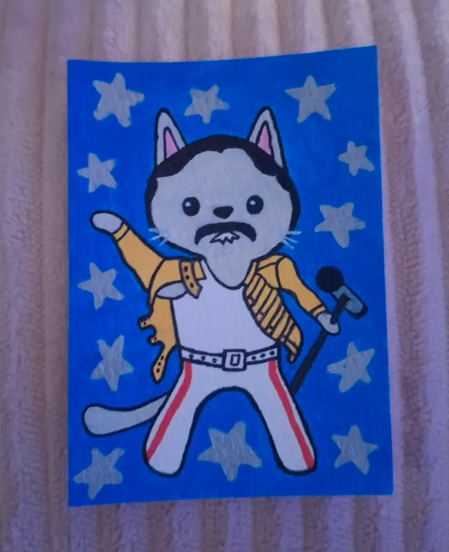 Freddie Purrcury aceo art card