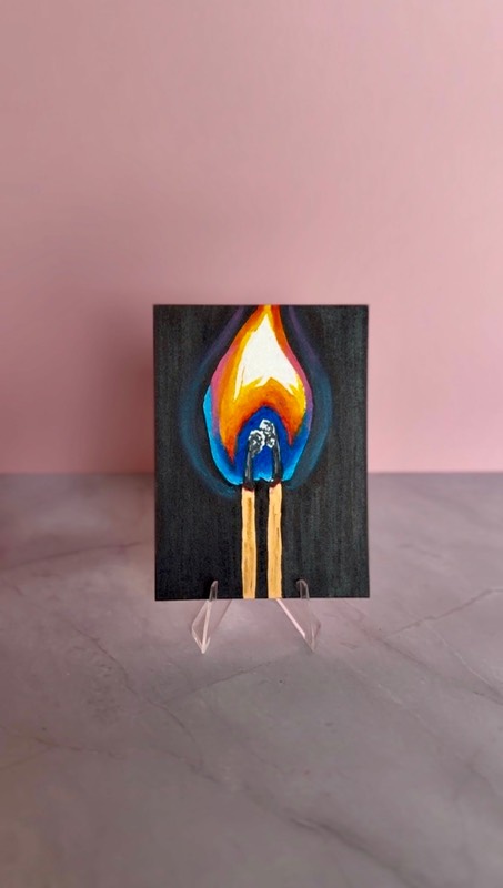 Twin Flames- Series Fire & Smoke 2/7 aceo art card