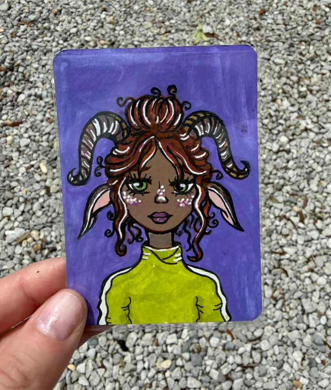 Satyr Series “Clover & Curls” aceo art card