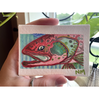 Mystery Trout ACEO aceo art card thumbnail 3