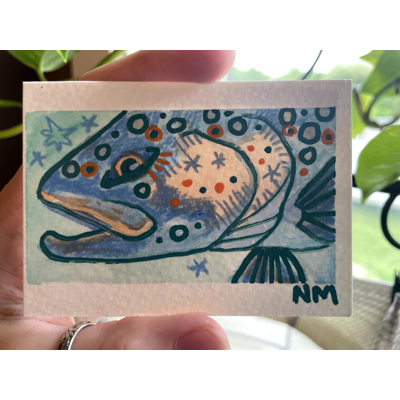 Mystery Trout ACEO aceo art card thumbnail 5