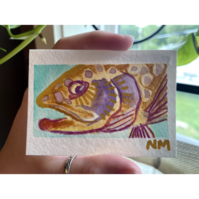 Mystery Trout ACEO aceo art card thumbnail 4