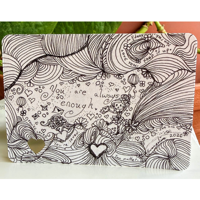 Affirmation ACEO, “You are always enough,” Ink on Index Card, Handmade aceo art card thumbnail 1