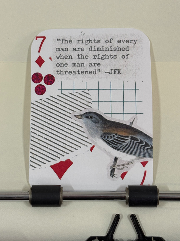 Bird JFK quote micro collage print by Mazerzine aceo art card