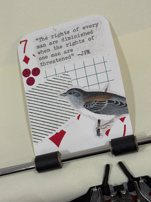 Bird JFK quote micro collage print by Mazerzine aceo art card thumbnail 2
