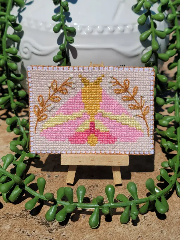 Rosy Maple Moth aceo art card