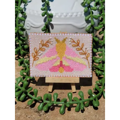 Rosy Maple Moth aceo art card thumbnail 1