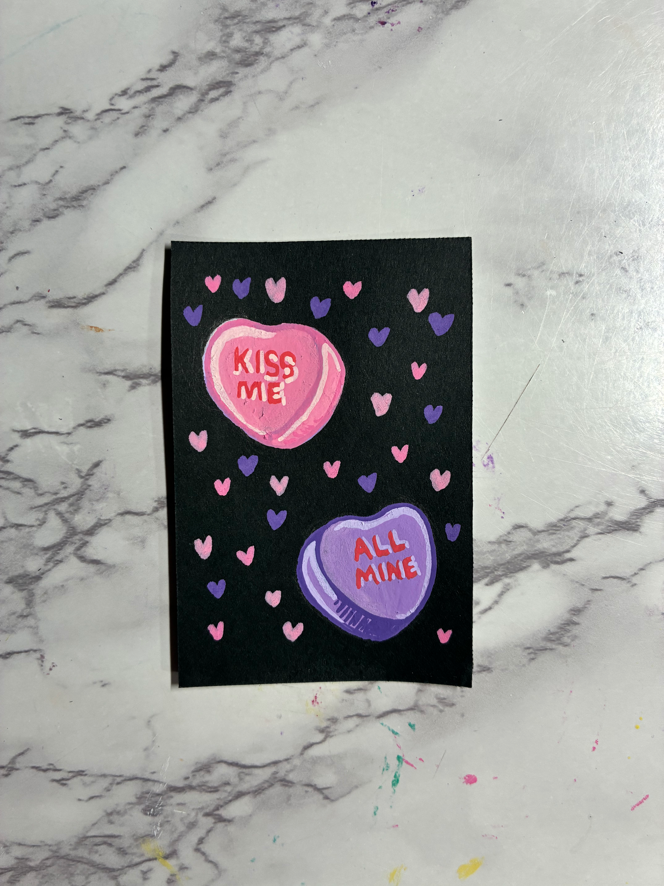 Valentine’s Day candy hearts aceo art card