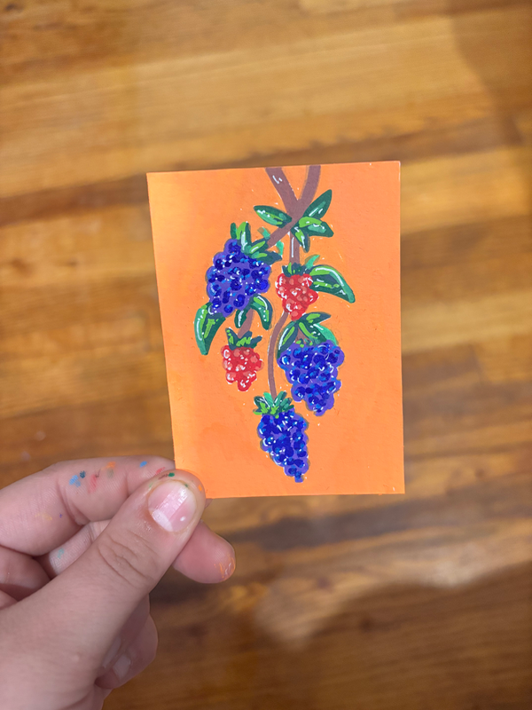Berries on the Stem aceo art card