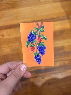 Berries on the Stem aceo art card thumbnail 1