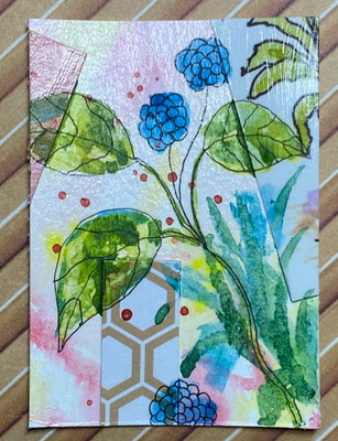 Floral Collage #6 aceo art card thumbnail 1