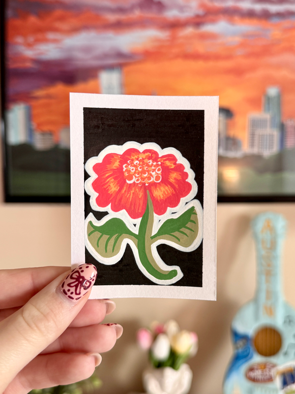 Orange Flower aceo art card
