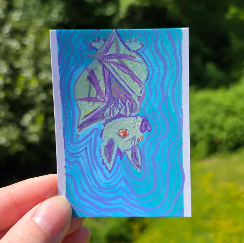 Hypnotic Pastel Goth Bat aceo art card