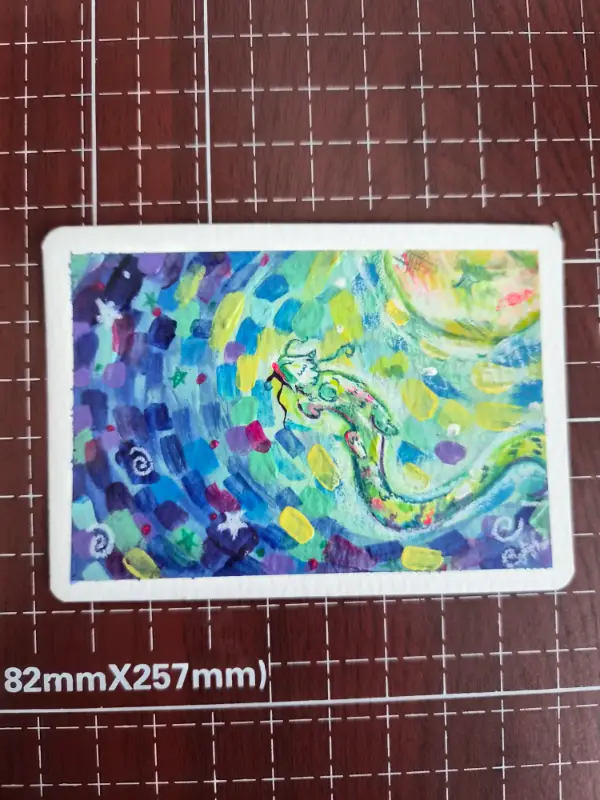Dragon in the Moon aceo art card
