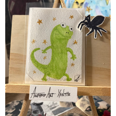 LIZZARD |COPIC markers & colored pencils aceo art card thumbnail 2