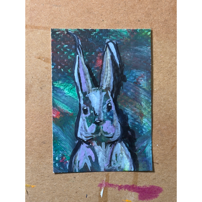 Rabbit Mixed Media (1.3) aceo art card thumbnail 1