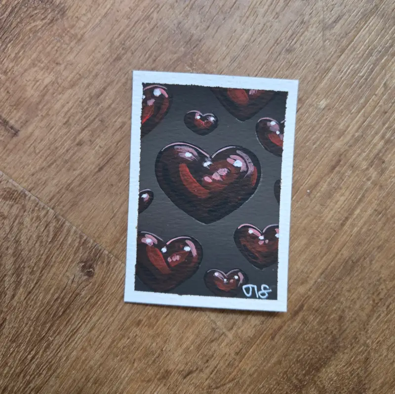 Hearts aceo art card