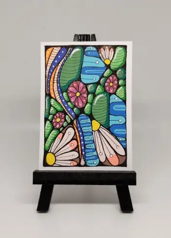Flowers and Stones aceo art card