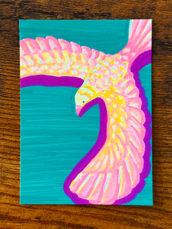 Balancing Bird, 90s Nostalgia aceo art card