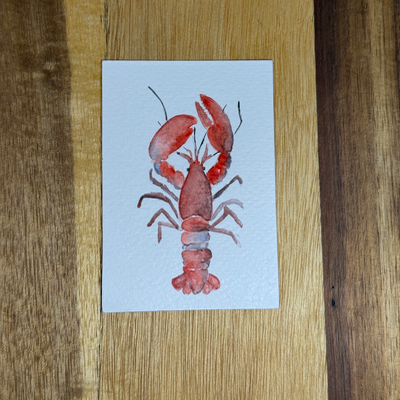 ACEO Watercolor, Seafood, Crawfish, Original, 3.5x2.5in, By Lark Watercolor and Art aceo art card thumbnail 3