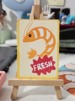 Fresh Shrimp aceo art card thumbnail 1