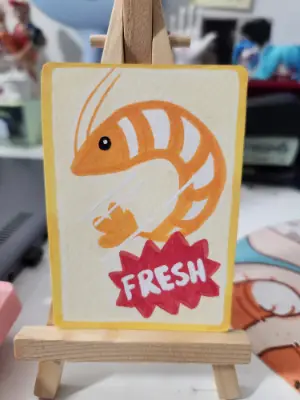 Fresh Shrimp aceo art card thumbnail 2