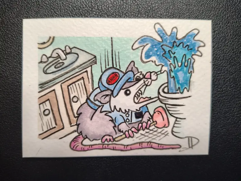 "Plumber" aceo art card