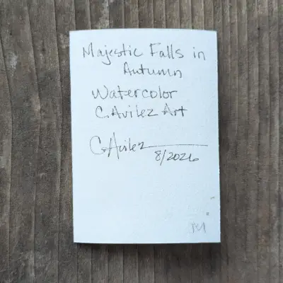 Majestic Falls in Autumn aceo art card thumbnail 3