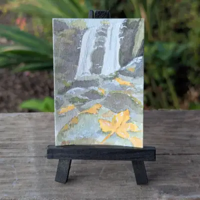 Majestic Falls in Autumn aceo art card thumbnail 2