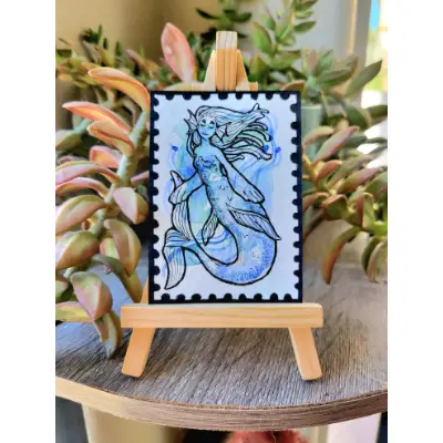 Mermaid aceo art card thumbnail 1