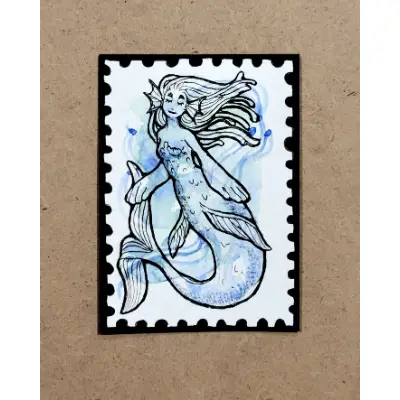 Mermaid aceo art card thumbnail 2