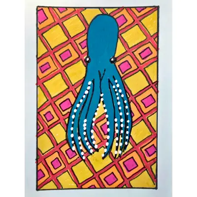 Jerry the giant pacific octopus aceo art card thumbnail 1