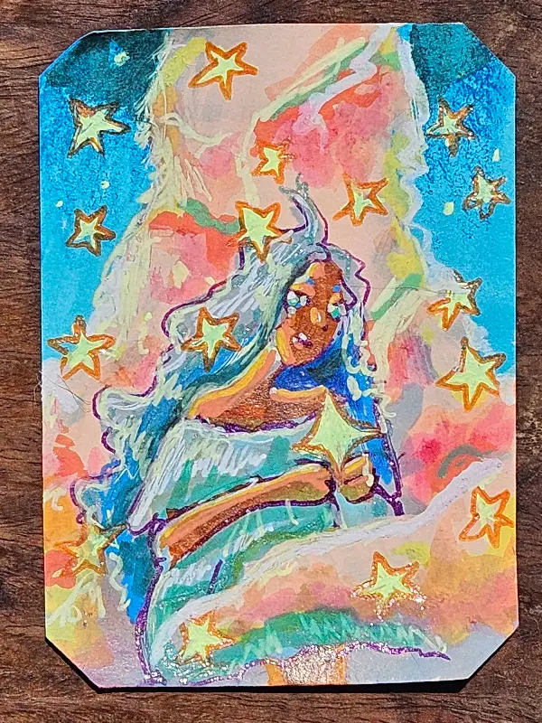 Falling Stars aceo art card