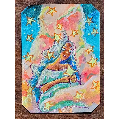 Falling Stars aceo art card thumbnail 1