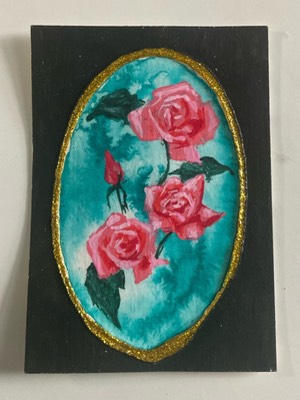 4 roses aceo art card thumbnail 1