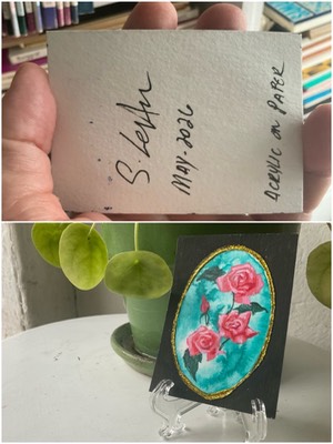 4 roses aceo art card thumbnail 2