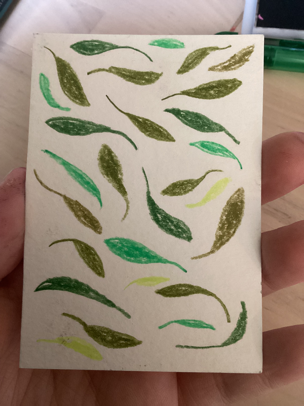 Leaves blowing in gentle wind aceo art card