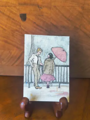 A Little Walk aceo art card thumbnail 1