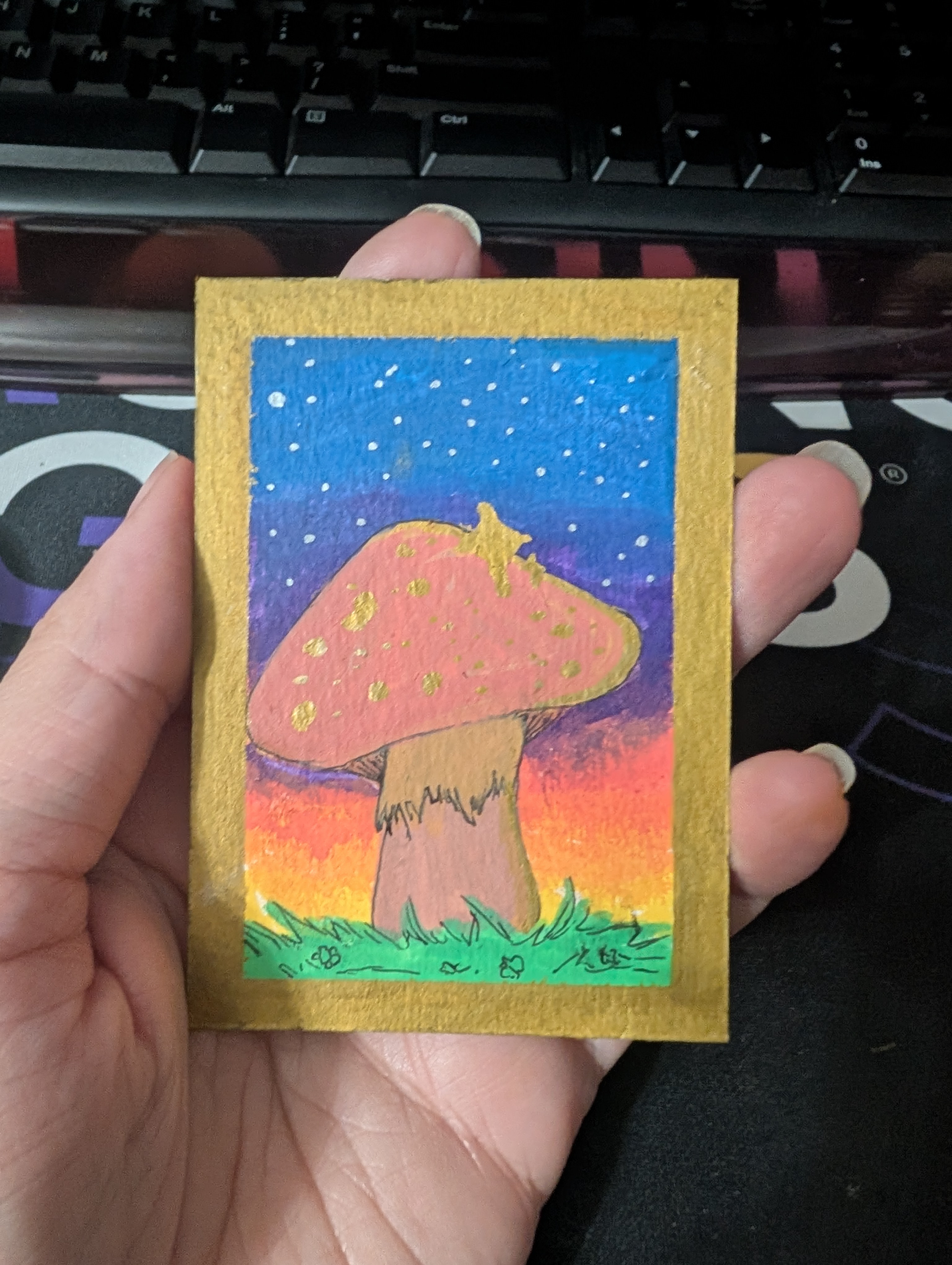 Mushroom Twilight aceo art card