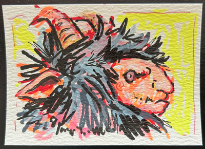 Demon Goat aceo art card thumbnail 1