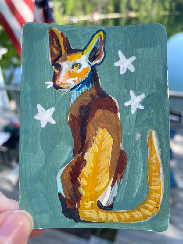 Four stars aceo art card