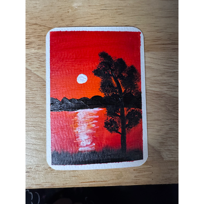 Crimson Sunset aceo art card thumbnail 2