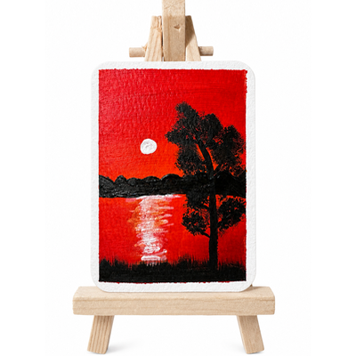 Crimson Sunset aceo art card thumbnail 1