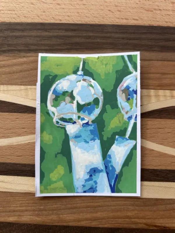 Blue Japanese Windchimes aceo art card