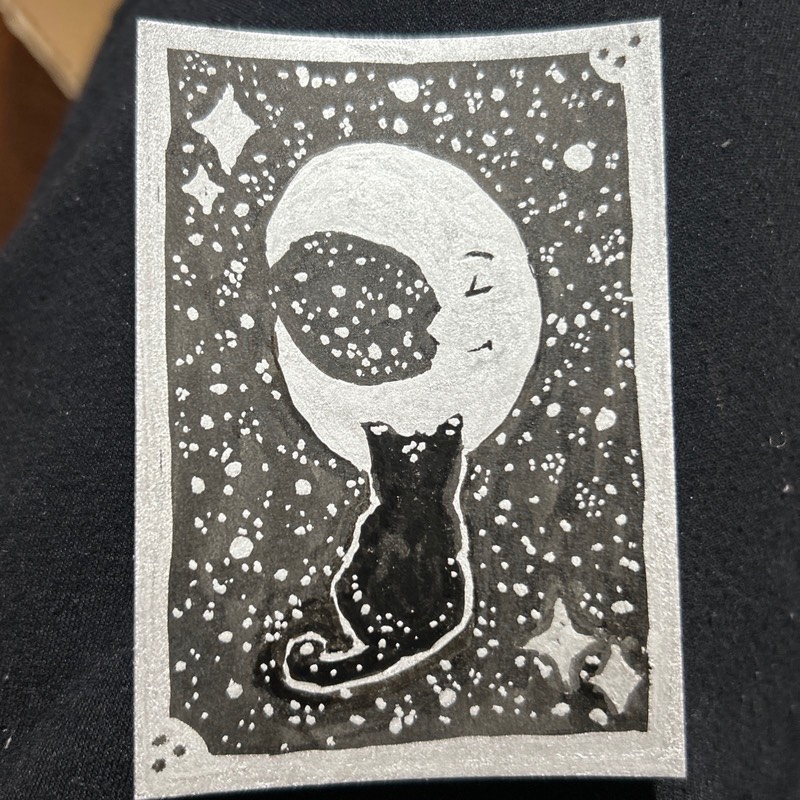 Me and my pal Moon aceo art card