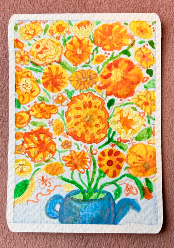 Sunshine in a Teapot aceo art card