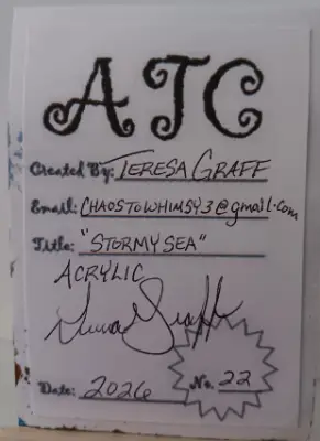 Stormy Sea Original ACEO Ocean aceo art card thumbnail 4